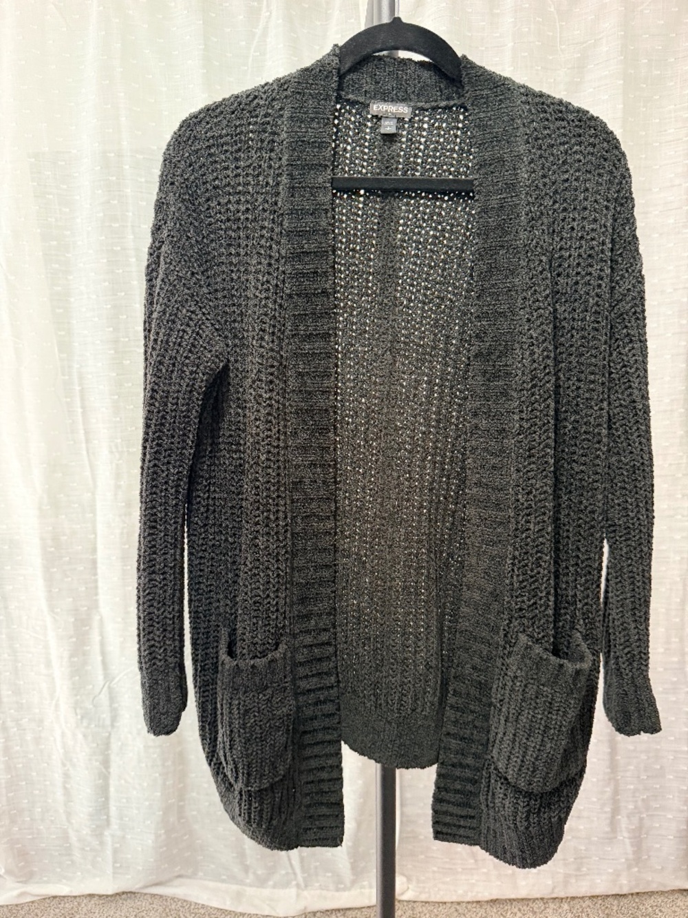 Express Black Chunky Knit Cardigan - S